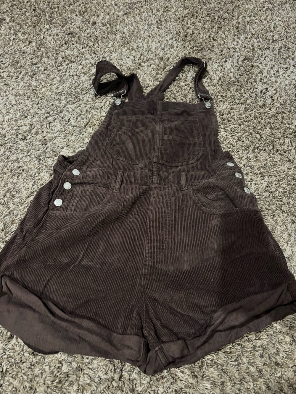 Free People Women’s Brown Corduroy Short Overalls